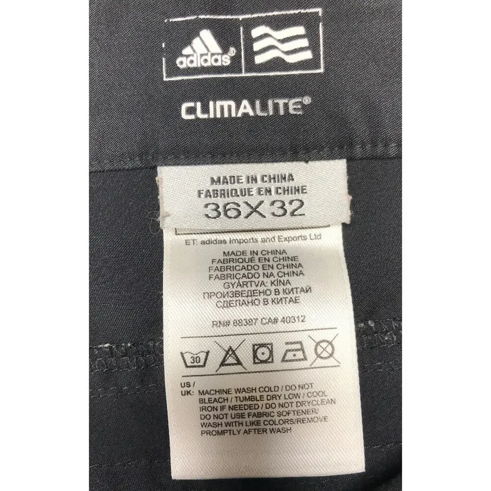 Adidas Men's 36x32 Black 'Climalite' Straight Leg Lightweight Golf Pants